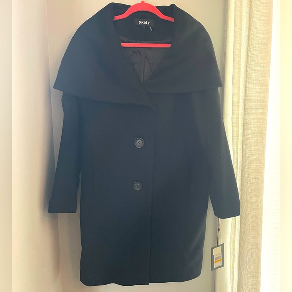 DKNY shawl style wool coat NWT small - Picture 2 of 8